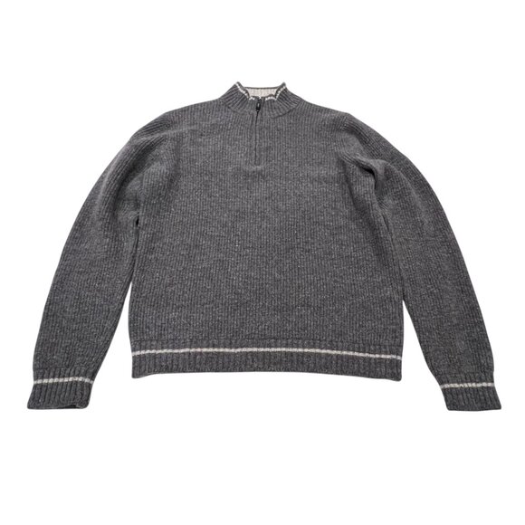 Robert Graham Ross 1/4 Zip Wool Sweater, Charcoal, M - Picture 9 of 9